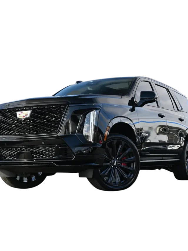 Black 2025 Cadillac Escalade SUV, perfect for luxury rentals for airport transfers, weddings, and business travel.