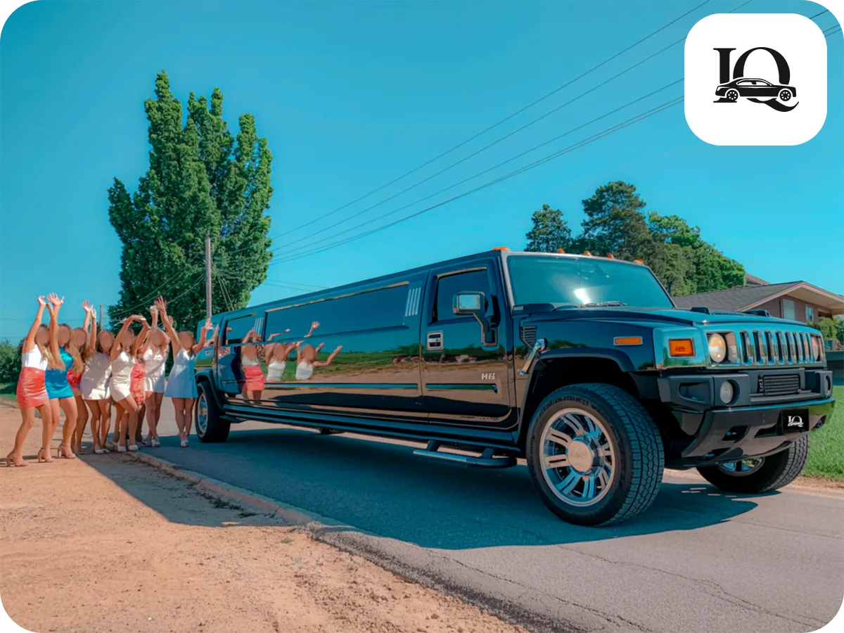 Hummer H2 Stretch Limo parked for group celebration in Chicago