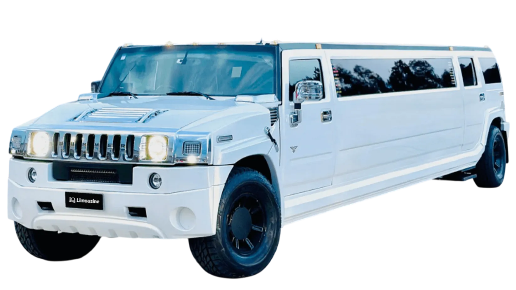 Hummer H2 Stretch Limo parked for group celebration in Chicago