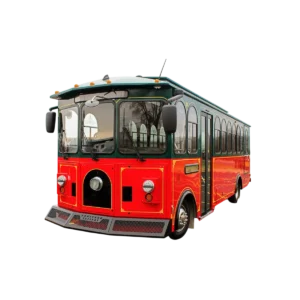 Luxury wedding trolley bus Chicago - elegant white trolley decorated for wedding transportation