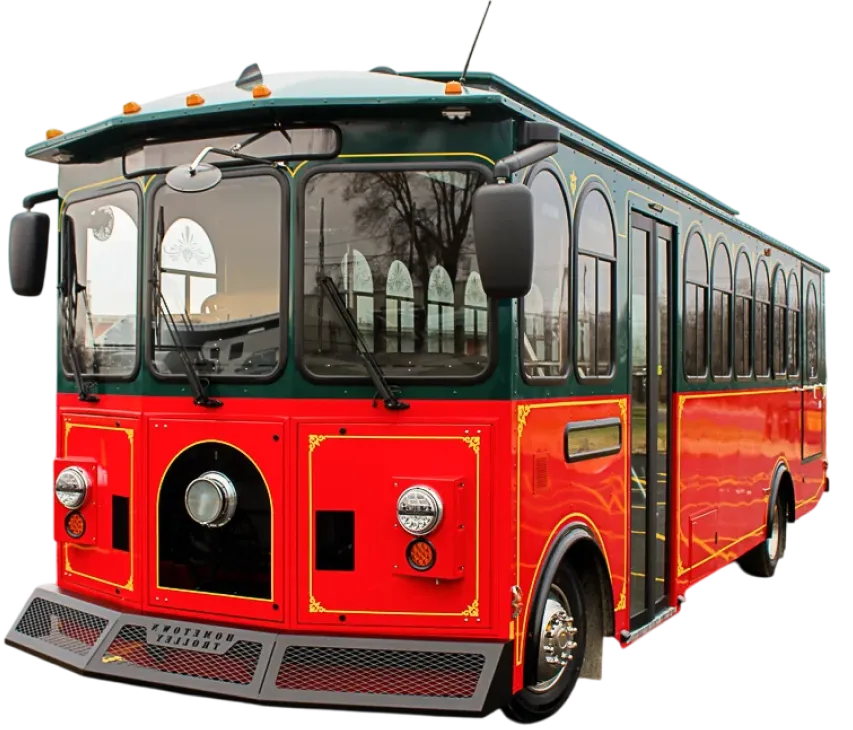 Luxury wedding trolley bus Chicago - elegant white trolley decorated for wedding transportation